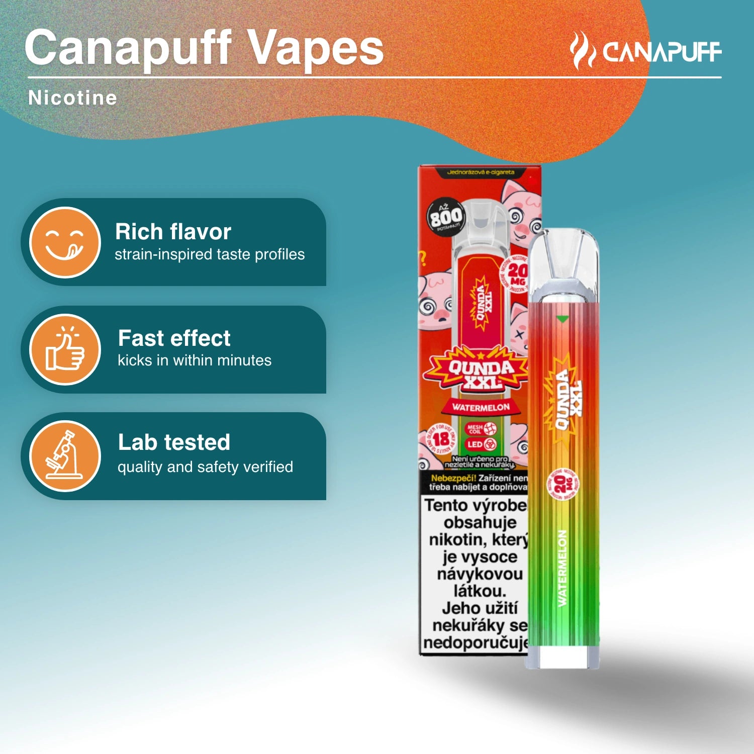 Qunda XXL Watermelon - Vape nicotine - Canapuff