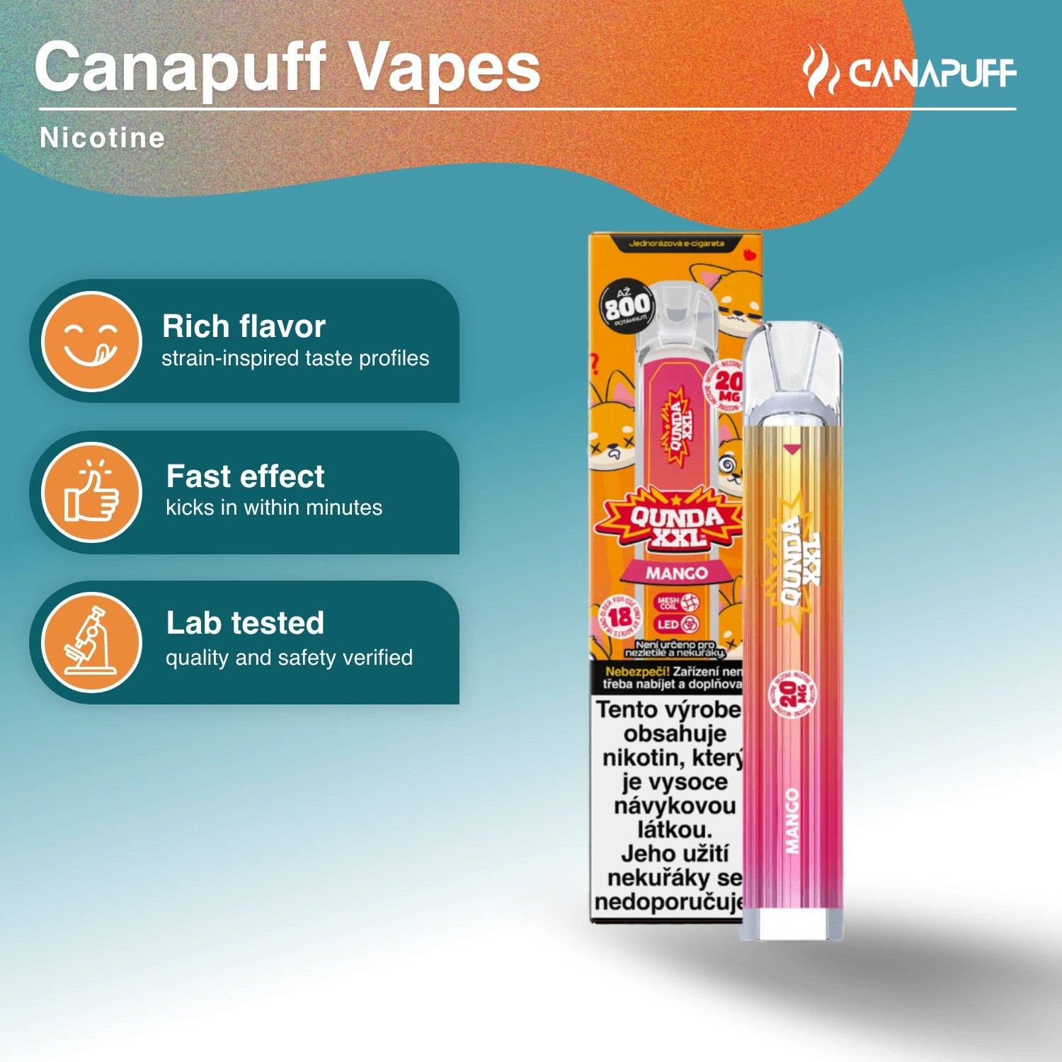 Qunda XXL Mango - Vape Nicotine - Canapuff