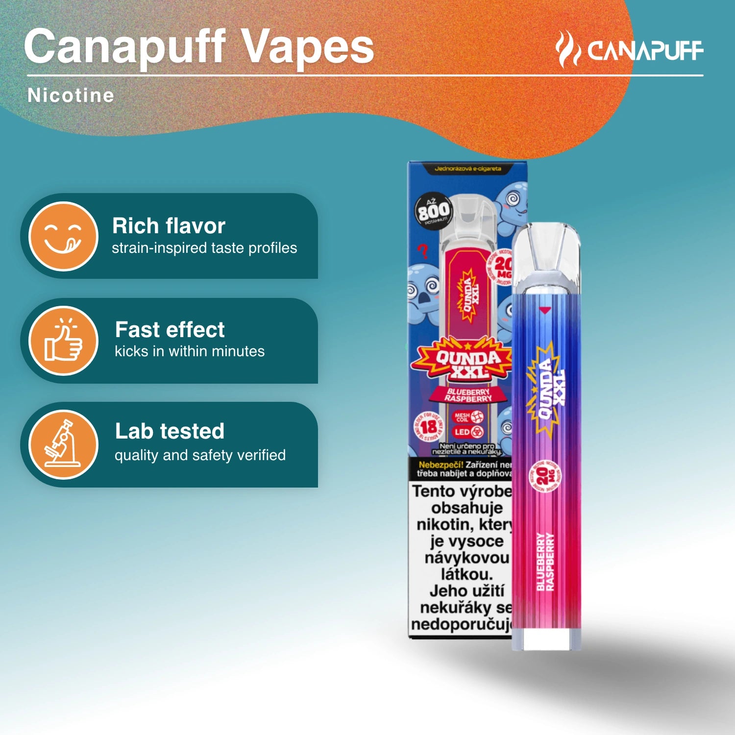 Qunda XXL Myrtille Framboise - Nicotine Vape - Canapuff