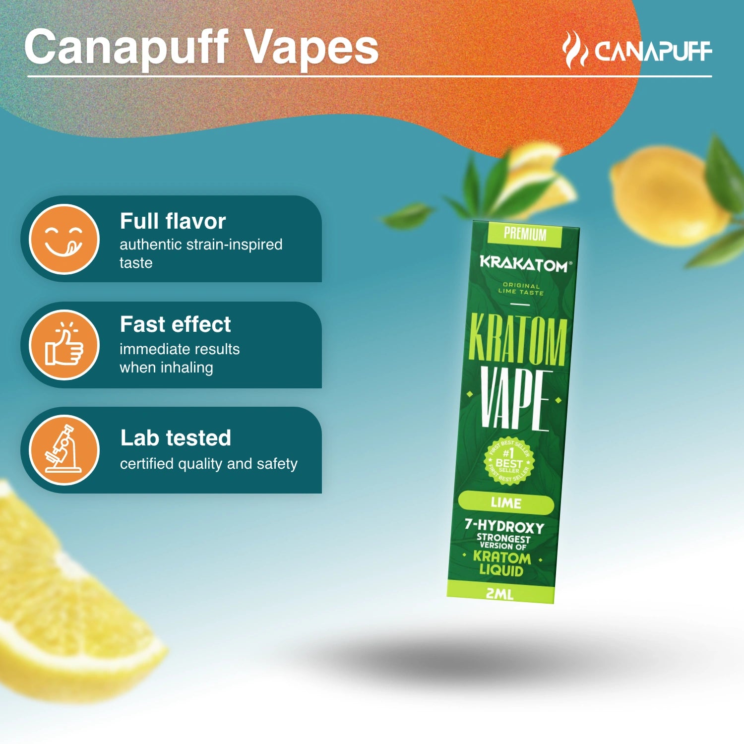 Krakatom 7-hydroxy Kratom Vape citron vert