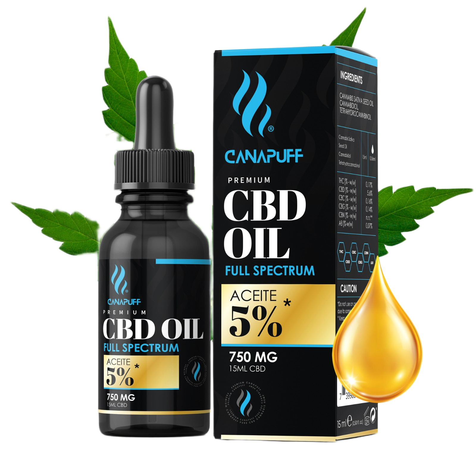 CBD Huile Spectre complet 5 % 15 ml