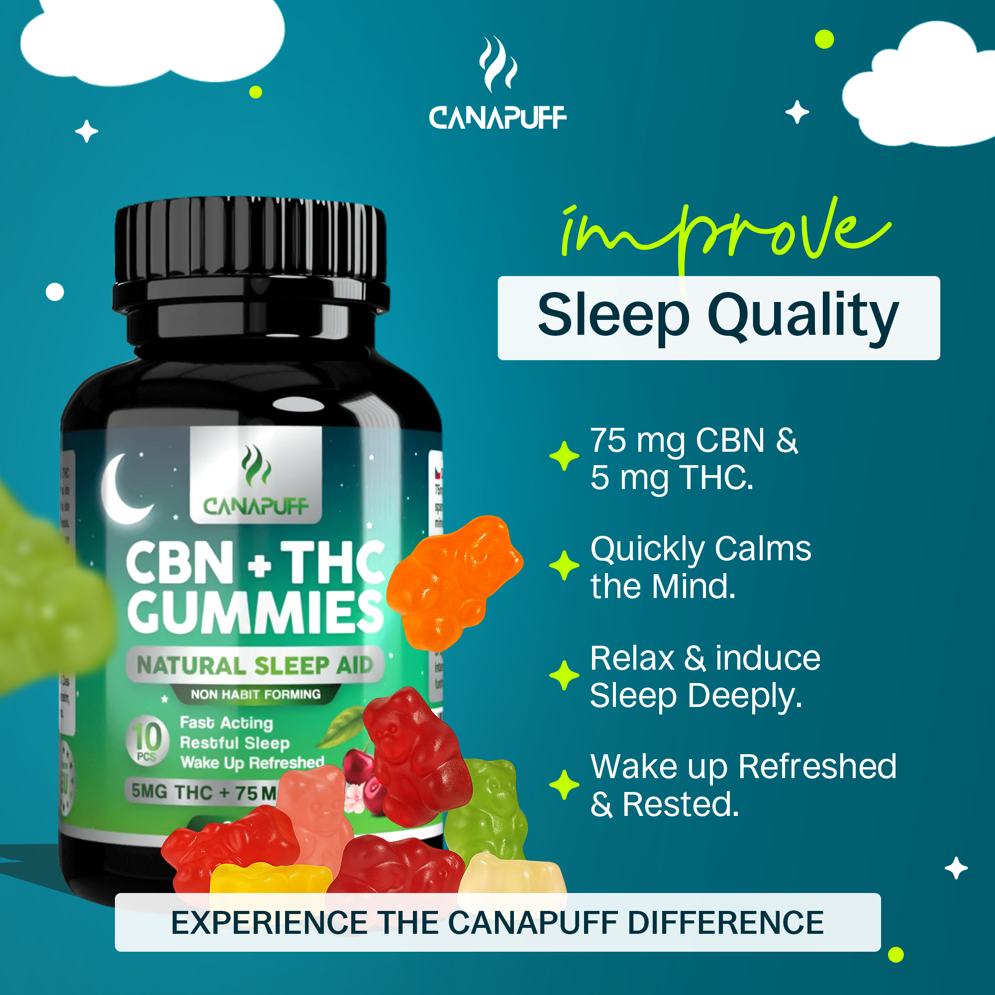 Gummies CBN+THC - Cherry-Canapuff