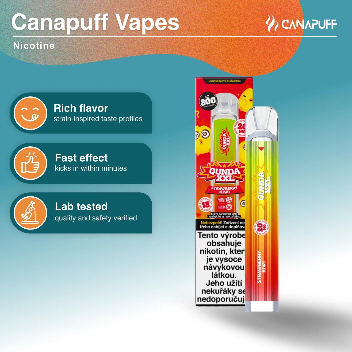 Qunda XXL Fraise Kiwi - Nicotine Vape - Canapuff
