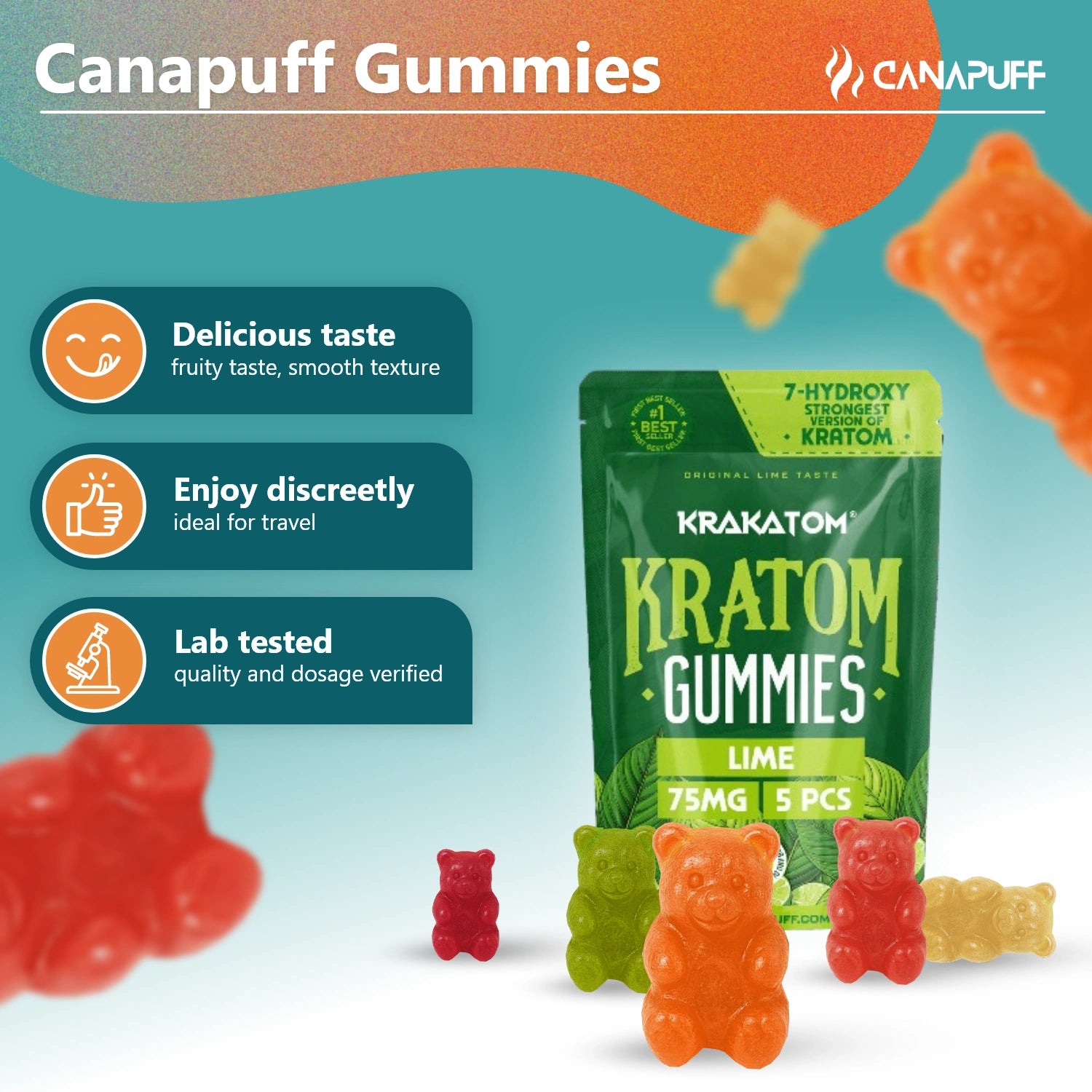 7-hydroxy Kratom Gummies citron vert